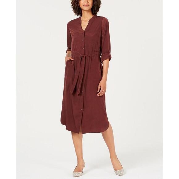 Alfani V-Neck Roll-Tab Shirt-Dress 8 - Picture 1 of 1